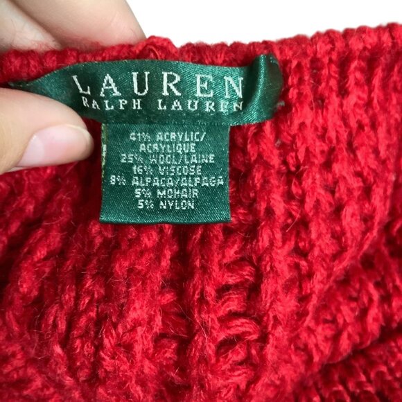 Lauren‎ Ralph Lauren Red Knit Slouchy Beanie Hat Wool Alpaca Mohair Blend OS main image 6